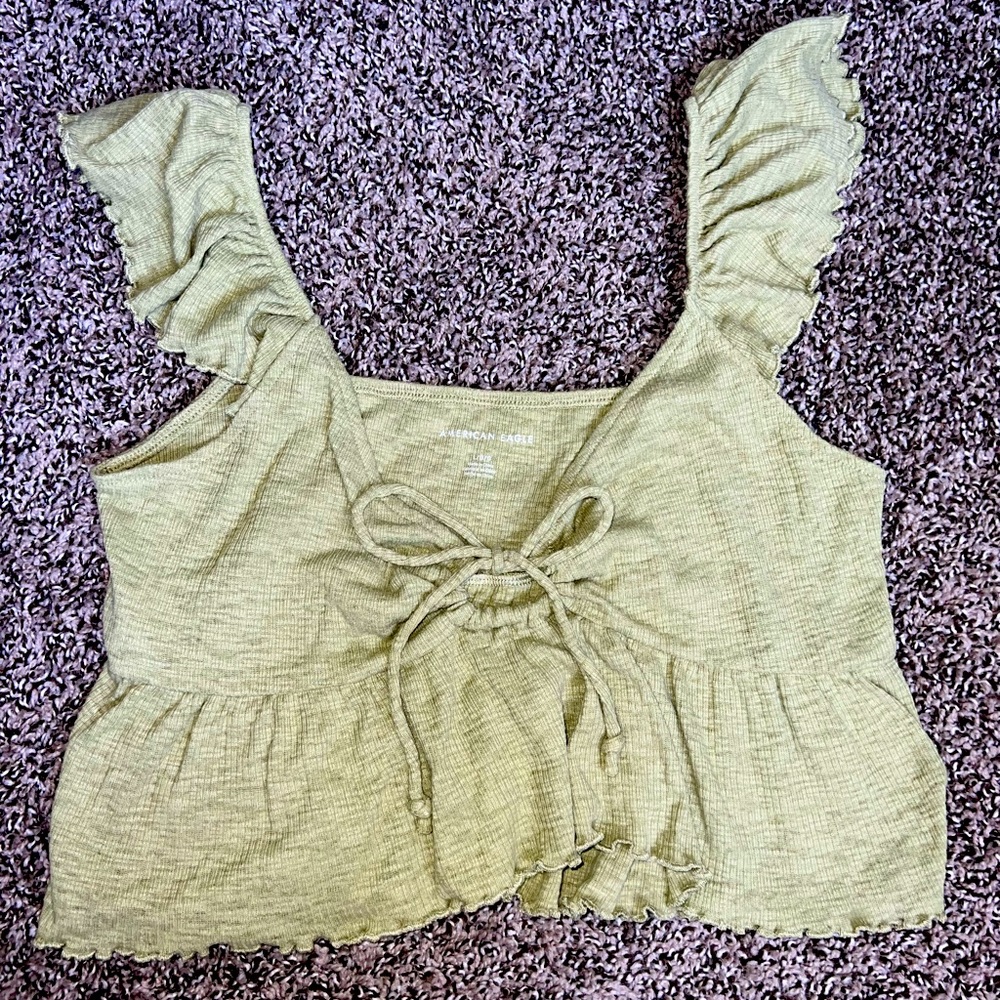 Adorable green ruffled tank top from American Eagle.